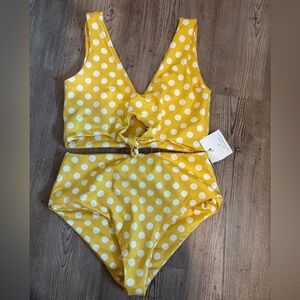 Imagine Perry, Yellow Polka Dot Swim Bikini, size medium, NWT